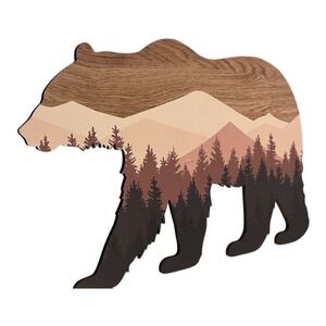 Forest Bear‎ Wall Sign  Woodland Theme Rustic Nursery Bathroom Decor Man Cave